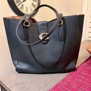Coach Black Genuine Leather Tote Bag